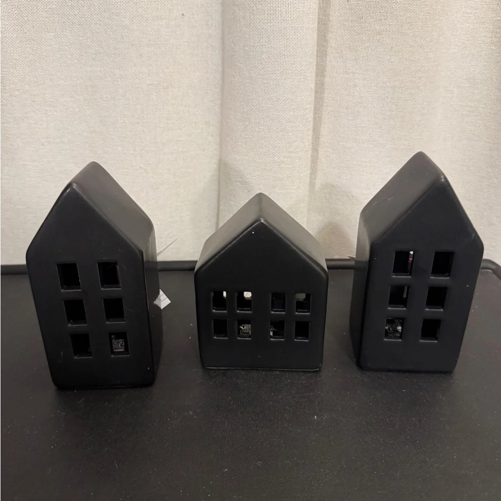 Black ceramic Christmas homes light up